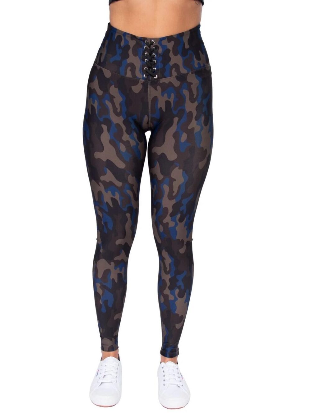 925fit 4 EVA blue and gray camo print leggings with lace up waist Size Small